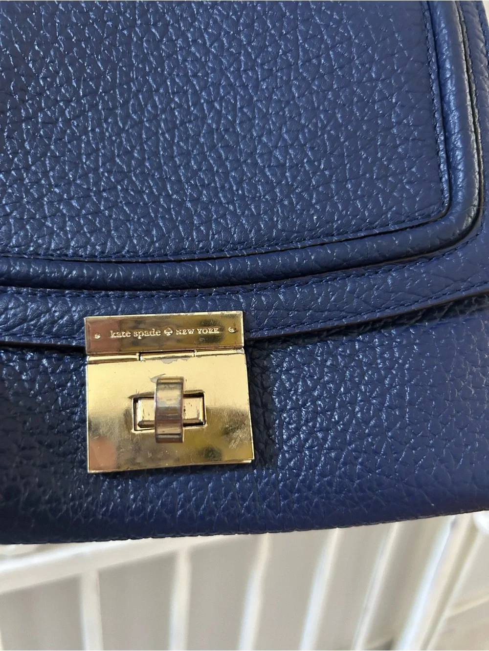 Kate Spade Small Merrick Everett Way Crossbody Bag Indigo Blue Pebbled Leather